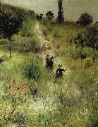 uppfor backen genom hogt gras, Pierre Auguste Renoir